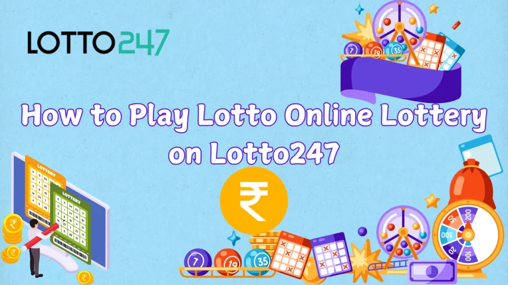 illustration text 'play lotto online lottery'